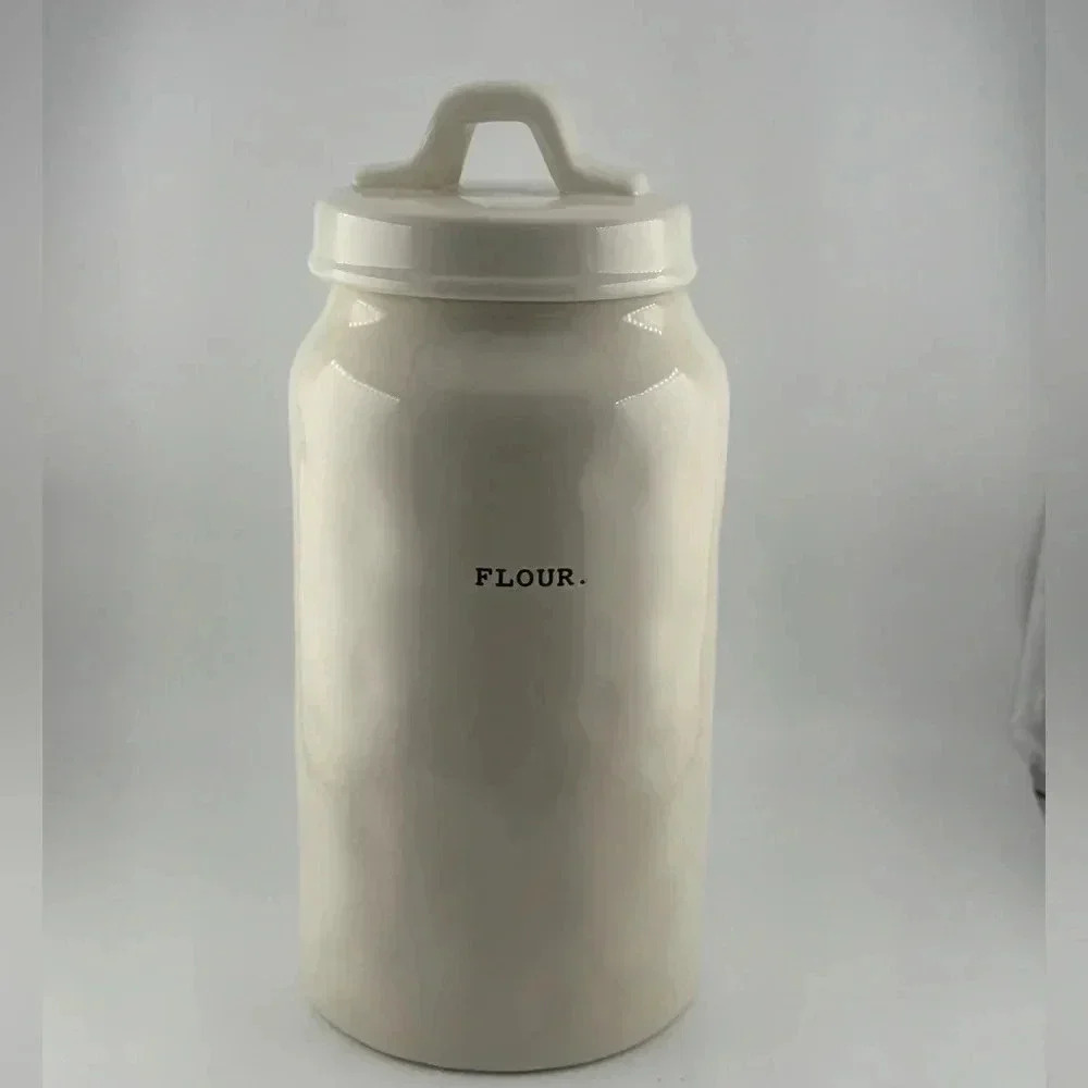SALE FIRM Rae Dunn Vintage white ceramic Typewriter Collection Canister jarFLOUR